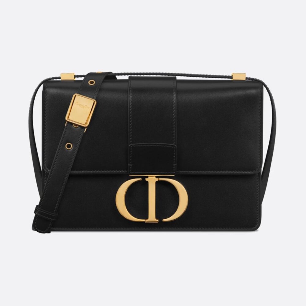 Christian Dior 30 Montaigne Black Leather Shoulder Bag